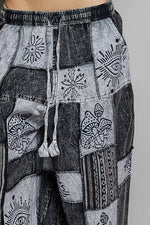 POL Drawstring Patchwork Wide Leg Pants