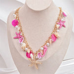 Ocean Charm Shell Starfish Statement Necklace