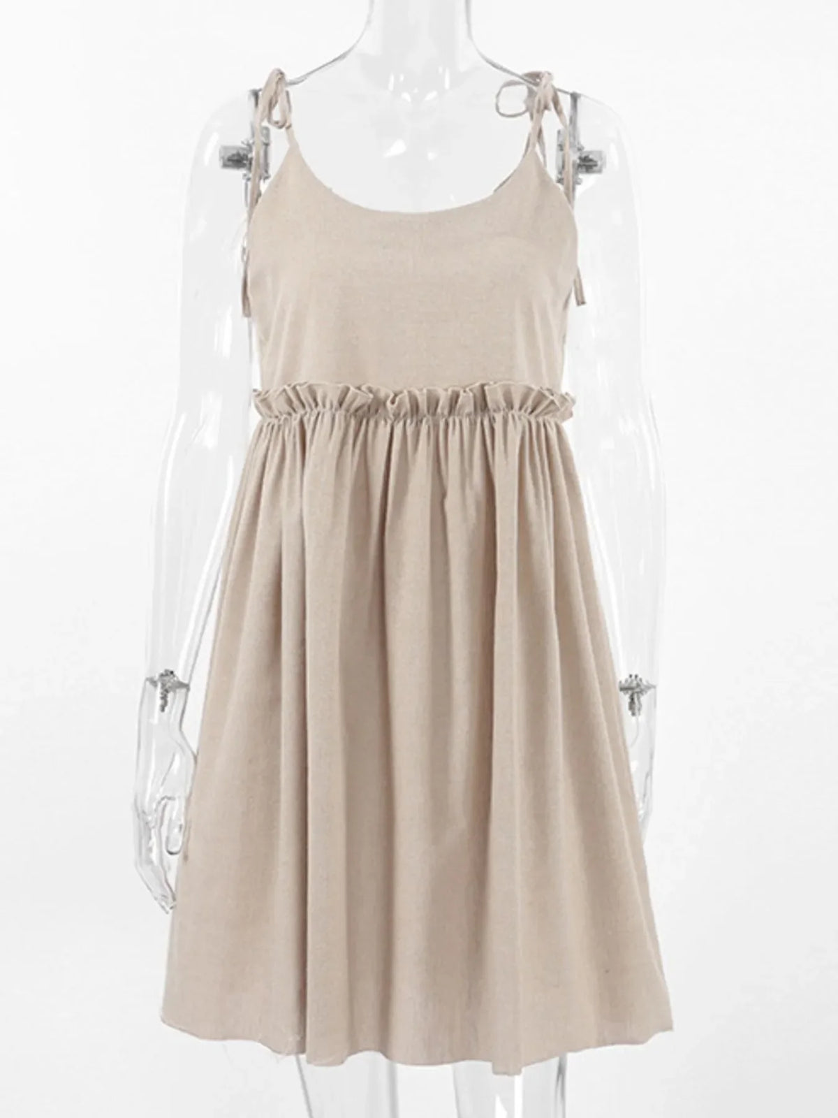 Tie-Shoulder Frill Mini Dress