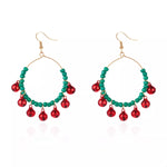 Christmas Beaded Hoop Earrings with Jingle Bells