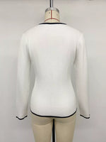 Contrast Trim Button Decor Knit Top