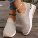 Rhinestone Round Toe Slip-Ons