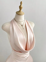 Satin Backless Halter Neck Dress