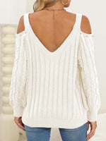 Cable-Knit Cold Shoulder Sweater
