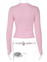 Ribbed Knit Long Sleeve T-Shirt