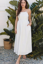 Stripe Square Neck Cami Dress with Pockets
