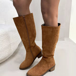 Side Zipper Closure Suede Knee-High Boots