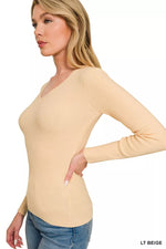 Zenana Viscose Fitted V-Neck Sweater
