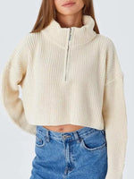 Half Zip Dropped Shoulder Sweater