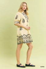 Umgee Paisley Mandala Print Babydoll Dress