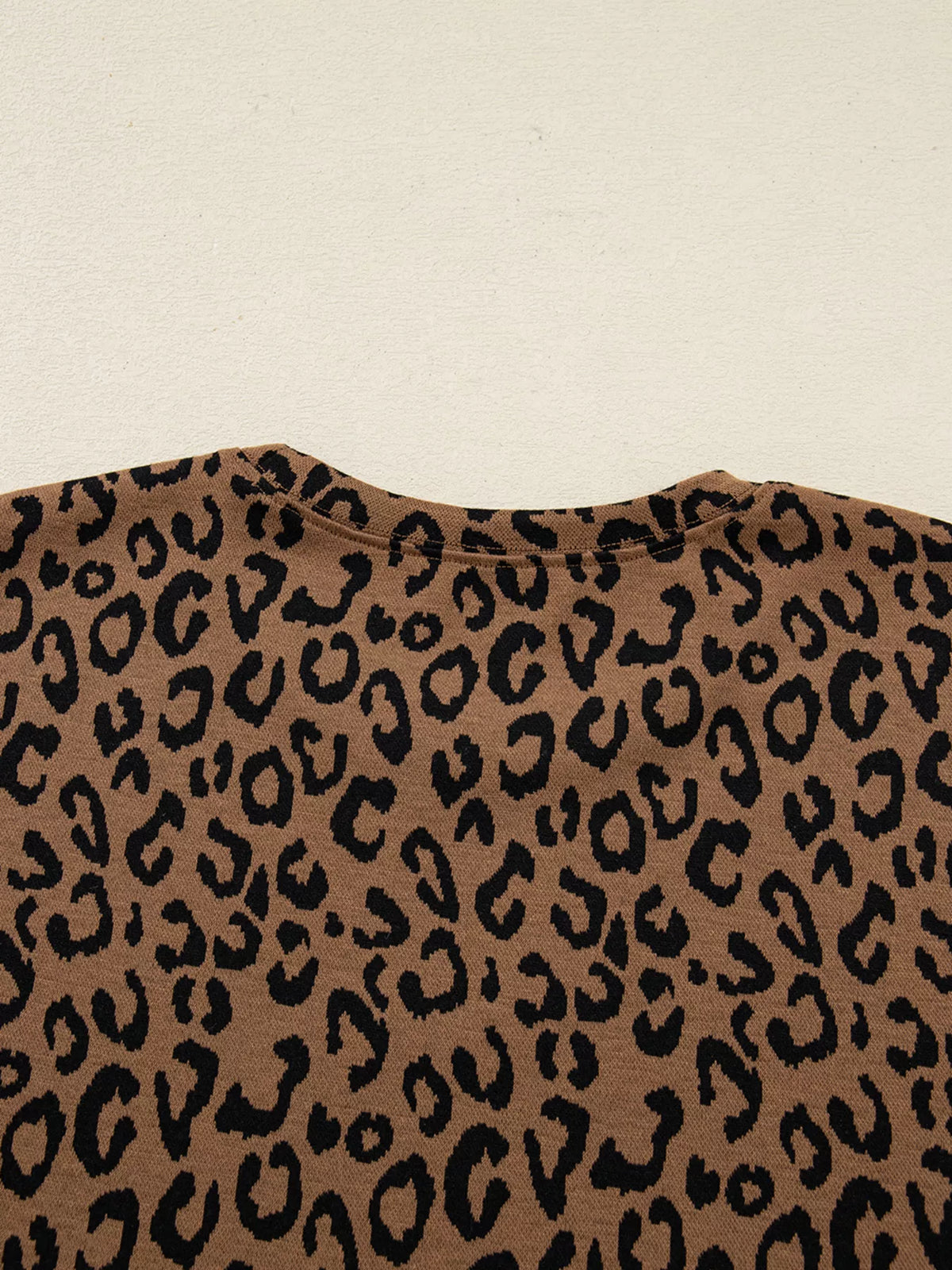 Striped Trim Leopard Long Sleeve Top Drawstring Pant Set