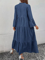 Ruffle Hem Button Front Tiered Dress