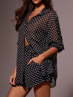 Polka Dot Button Up Shirt and Shorts Set