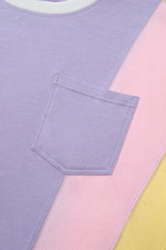 Color Block Patchwork Half Sleeve Oversized T Shirt