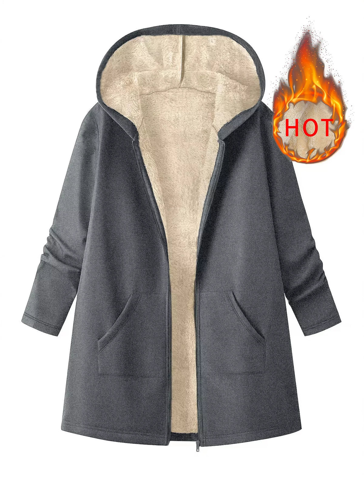 Fleece-Lined Zip Up Hooded Outerwear