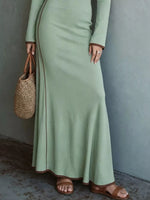 Full Size Contrast Trim Zip-Up Long Sleeve Knit Maxi Dress Plus Size