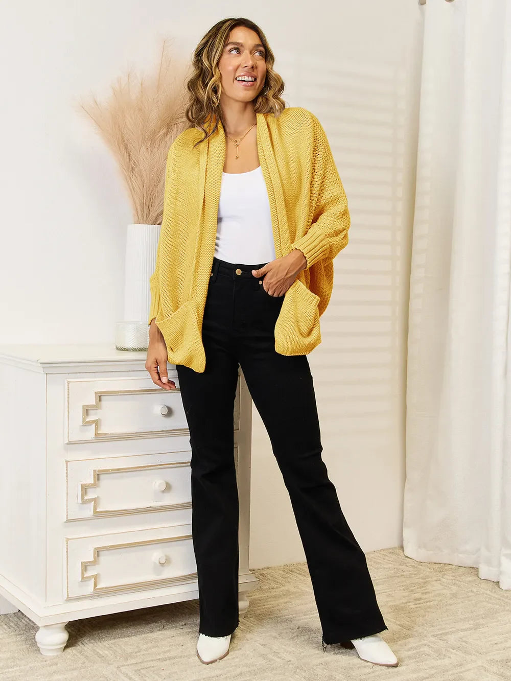 Angel Wings Open FrontCardigan with Pockets