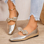 Bow Square Toe Slip-Ons
