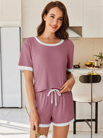 Ribbed Short Sleeve Top and Shorts Set