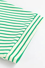 Striped Half Sleeve Tie Waist Romper
