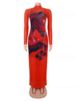 Cami Dress and Rhinestone Horse Mesh Maxi Dress Set