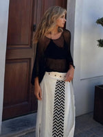 Round Neck Long Sleeve Cover-Up