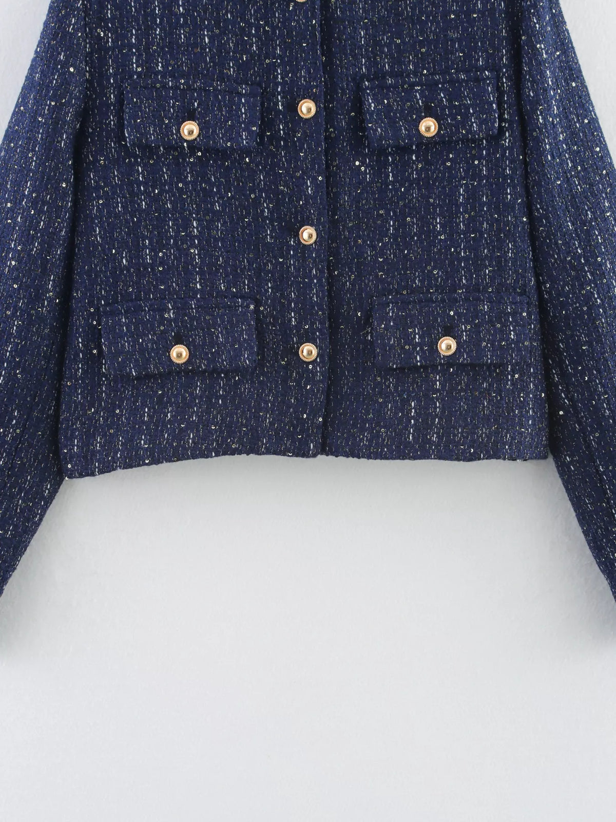 Tweed Button Up Cropped Outerwear