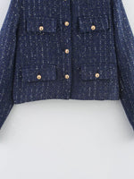 Tweed Button Up Cropped Outerwear