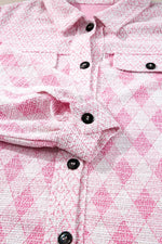 Geometric Print Textured Flap Pocket Shacket