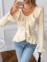 Ruffled Flounce Sleeve Blouse