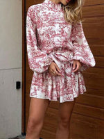 Full Size Floral Print Tie Waist Mini Dress Plus Size
