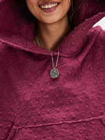 Textured Dot Knit Long Sleeve Hooded Sweater