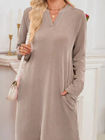 Casual Ribbed Knit Long Sleeve Dress