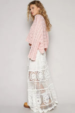 POL Crochet Floral Flared Skirt with Elastic Waist Band