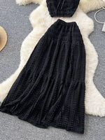 Ruched Crop Top and Maxi Skirt Set