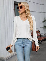 V-Neck Long Sleeve Relaxed Fit T-Shirt