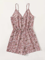 Floral Print Spaghetti Strap Romper