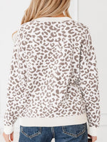 Leopard Drop Shoulder Chunky Knitted Cardigan