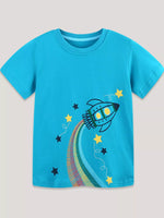 Kids' Rocket Graphic Round Neck T-Shirt