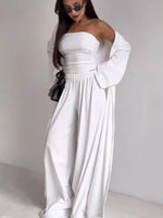 Tube Top & Cardigan & Wide Leg Pants 3-Piece Set