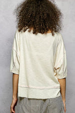 POL Short Sleeve Ccopped Rib T-Shirt with Contrast Stitch Detail