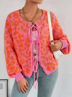 Leopard Tie Front Cardigan