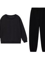Texture Round Neck Top and Pants Set
