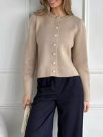 Crew-Neck Button Down Cardigan