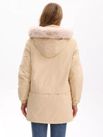 Full Size Fur Hooded Warm Winter Parka Outerwear Plus Size