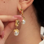 18K Gold-Plated Synthetic Pearl Drop Earrings