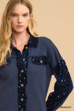 Umgee Sequined French Terry Jacket
