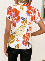 Tie Neck Short Sleeve Blouse