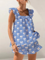 Ruffled Striped Tank and Shorts Set