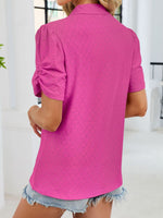 Eyelet Short Sleeve Blouse